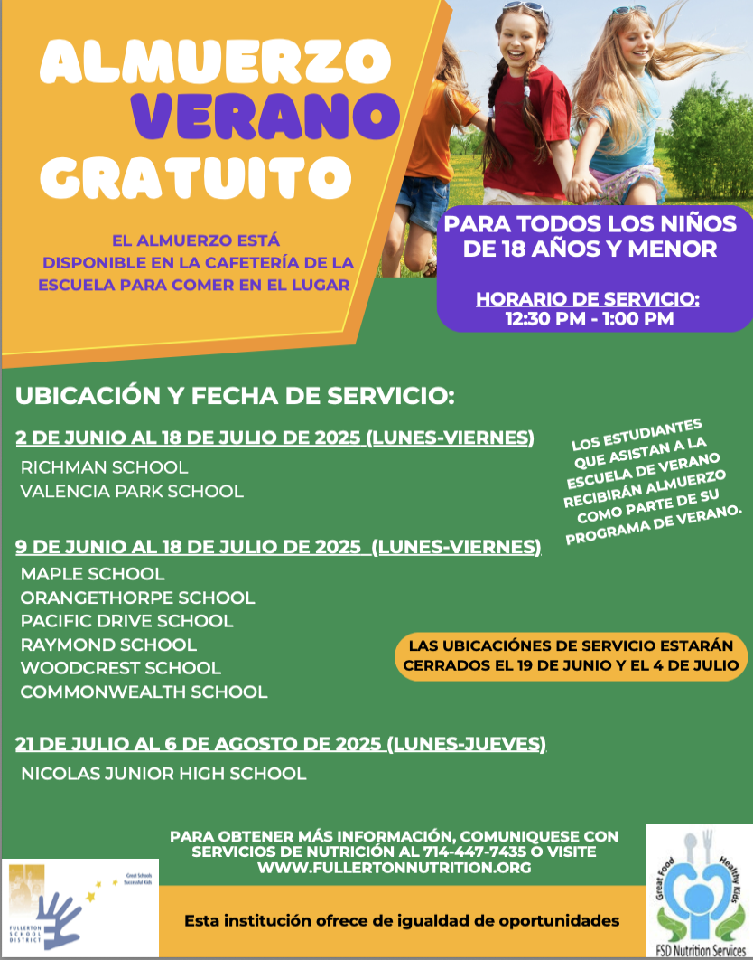  summer meals 2025 SPANISH